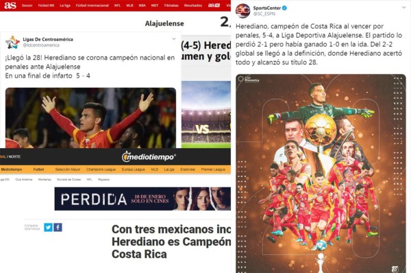 Lo que dicen los medios tras el título de Herediano ante Alajuelense