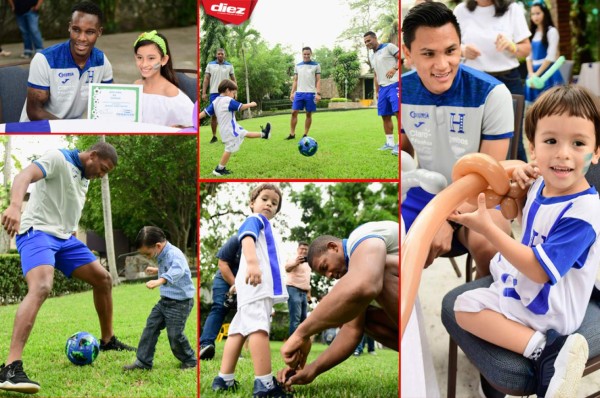 ¡Bonita actividad! Jugadores de la Selección de Honduras dan alegría a niños