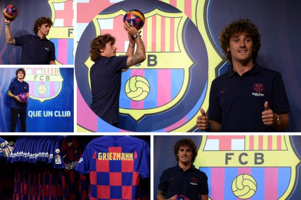 El dominio del balón, la canasta y sin dorsal: Así posó Griezmann con la camisa del Barcelona