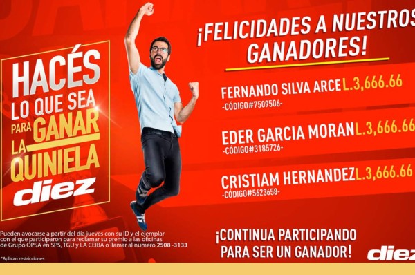 Diez premió a los ganadores de la Quiniela, ¿Qué esperás vos?