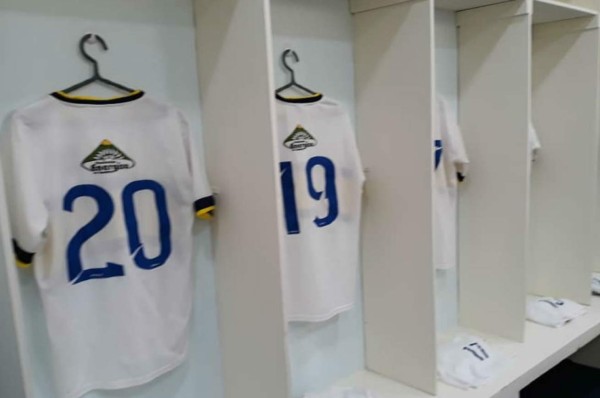 El bonito camerino de Las Delicias, equipo que eliminó a Motagua en la Copa Presidente 2018&nbsp;&nbsp;