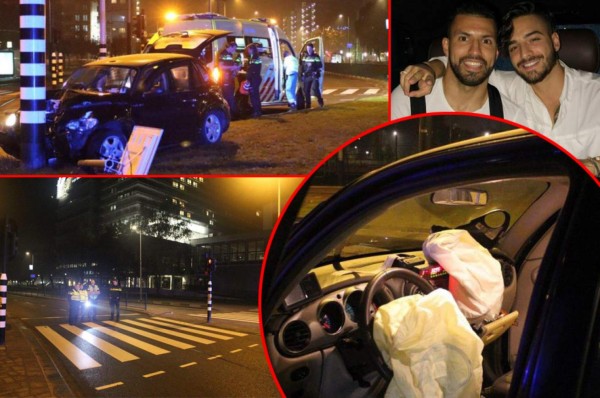 FOTOS: Así fue el fuerte accidente que sufrió Kun Agüero en Holanda