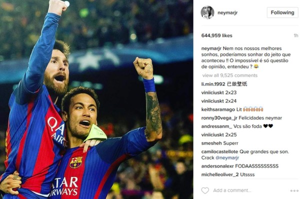 Jugadores del Barcelona celebran a lo grande en redes sociales su 'noche mágica'