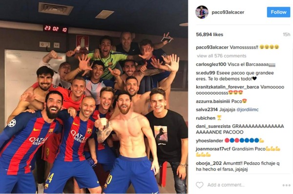 Jugadores del Barcelona celebran a lo grande en redes sociales su 'noche mágica'