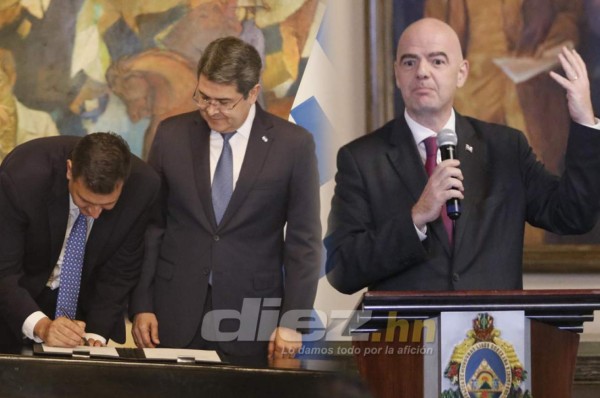 Gobierno y Fenafuth firman convenio de fortalecimiento del fútbol ante presidente de la FIFA
