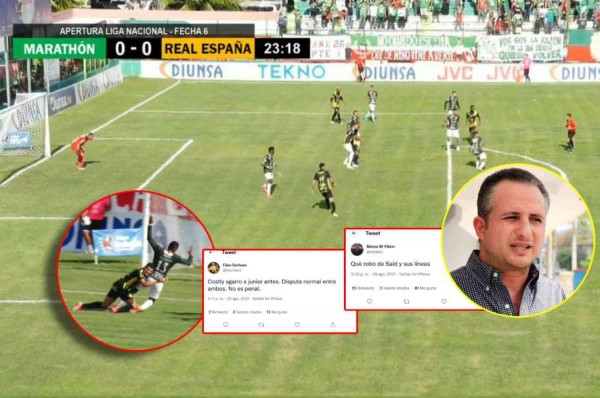 Presidentes del Real España se desatan por gol anulado a Rocca; Burbara justifica y dice que no hubo penal sobre Costly