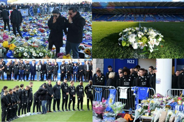 Jugadores del Leicester le rindieron tributo a su presidente en el King Power Stadium