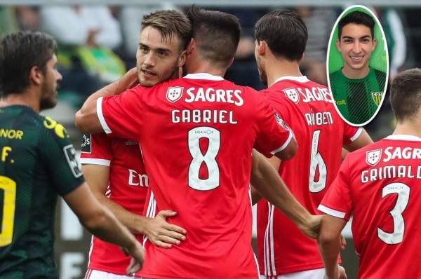 Tondela con el hondureño Jonathan Rubio cae en casa ante Benfica