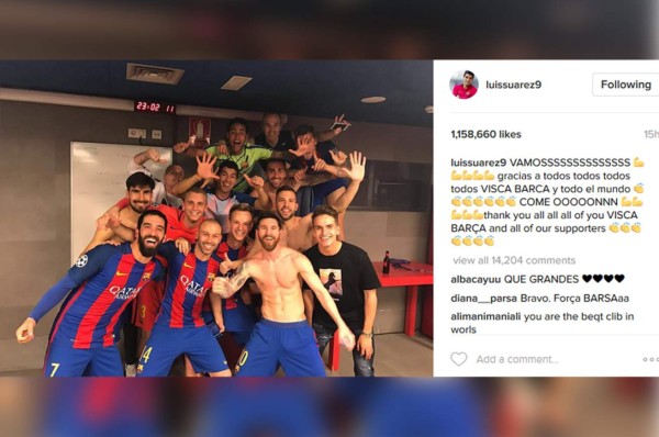 Jugadores del Barcelona celebran a lo grande en redes sociales su 'noche mágica'