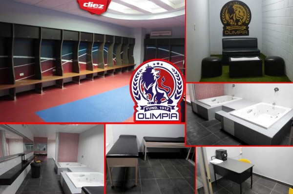 Las interioridades del bonito camerino del Olimpia en el estadio Nacional