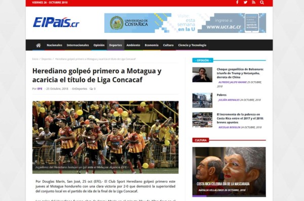 Prensa costarricense llama 'cadáver' al Motagua tras perder ante Herediano