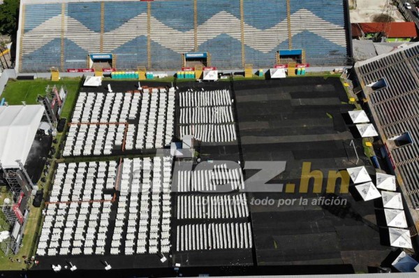 ¡En fotos! Así quedó la grama del estadio Morazán tras concierto en San Pedro Sula