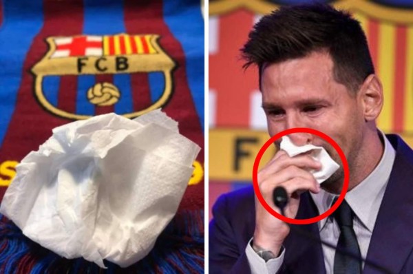 Piden una fortuna: ponen a la venta el Kleenex con ADN de Messi que utilizó en su despedida del FC Barcelona