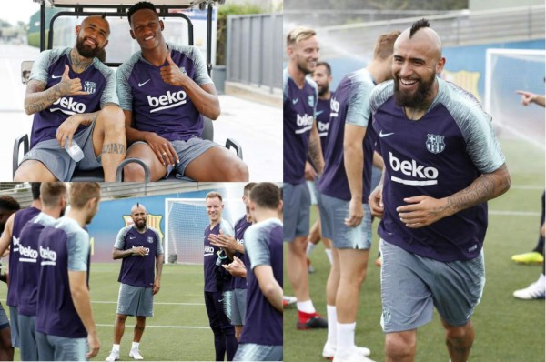 Así recibieron a Arturo Vidal en su primer entrenamiento con el FC Barcelona