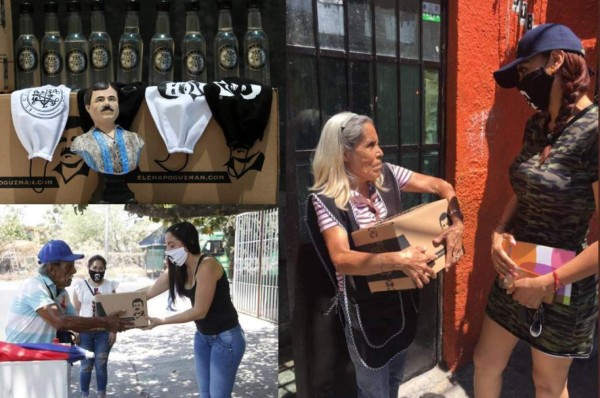 La hija del 'Chapo' Guzmán regala víveres y mascarillas con la imagen de su padre