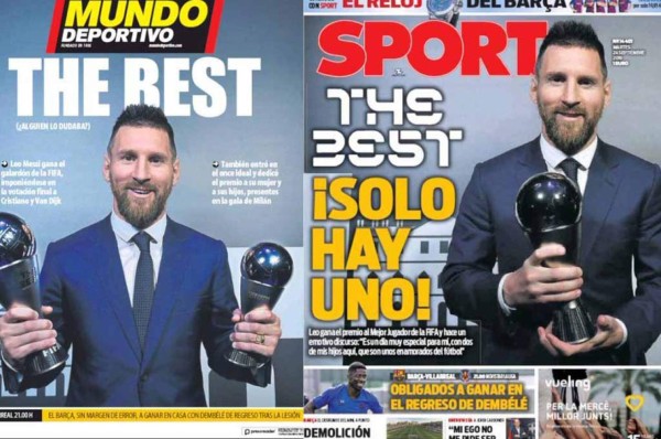 Lo que dicen las portadas del mundo sobre el 'The Best' conquistado por Messi