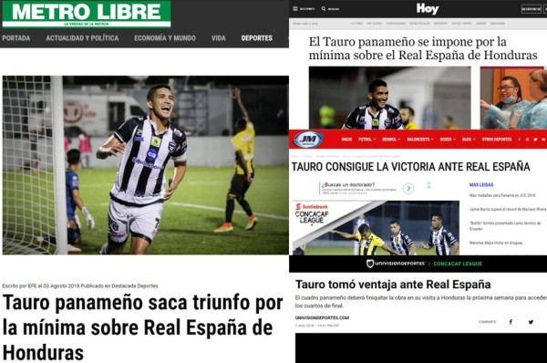 Portadas de los diarios internacionales sobre derrota de Real España ante Tauro FC