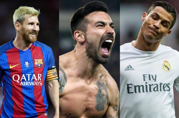 Ezequiel Lavezzi por encima de Cristiano Ronaldo y Messi