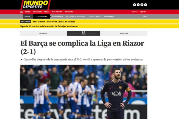 Prensa internacional critica al Barcelona, que pasó de lo sublime a lo ridículo