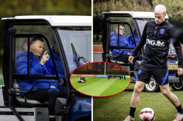 Se lastimó la cadera y así fue captado durante el entrenamiento: dirigió desde un 'carrito' de golf