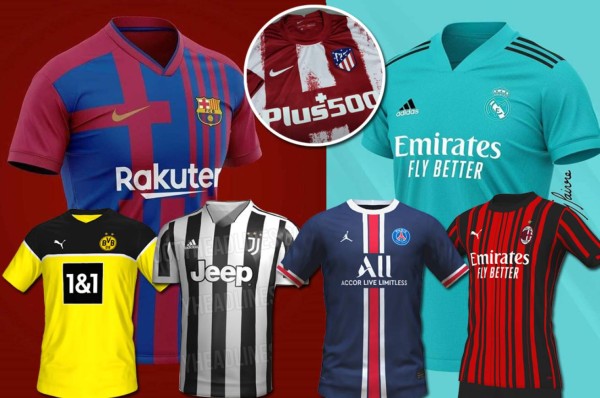 Así son los diseños de camisetas filtrados de los grandes clubes de Europa para la temporada 2021-22