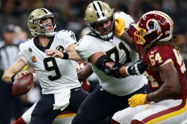 Drew Brees protagoniza noche histórica con paliza de Saints a Redskins