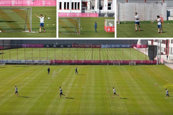 ¿Y el coronavirus? Sin abrazos y en grupos, así fue el entrenamiento del Bayern Munich
