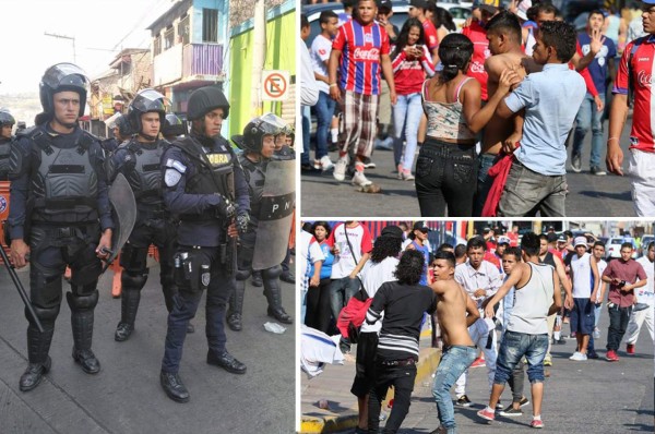 EN FOTOS: Policías blindan el estadio Nacional y aficionados se van a los golpes