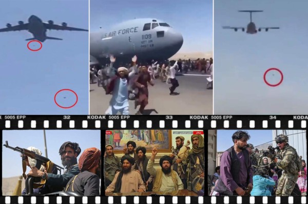 Pánico en Kabul tras el regreso del régimen de los talibanes: la gente intentó escapar trepada en un avión militar