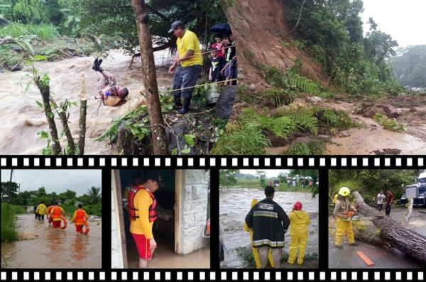 El impactante rescate de un niño sobre las bravas aguas de un río en Omoa
