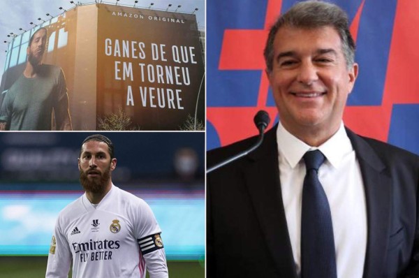 Ramos le responde a Laporta con una enorme pancarta en Barcelona... pero con un error ortográfico