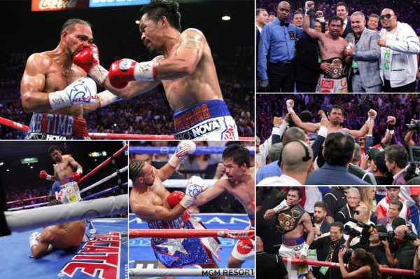 El festejo de Manny Pacquiao tras derrotar a Keith Thurman y el invitado de lujo