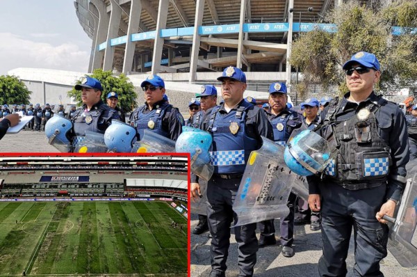 FOTOS: La cancha del estadio Azteca está convertida en un 'chiquero'