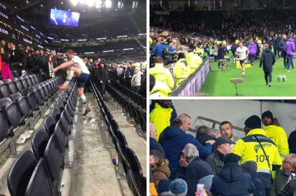 Escándalo: Eric Dier, jugador del Tottenham, sube a la grada y se va a los golpes con un hincha