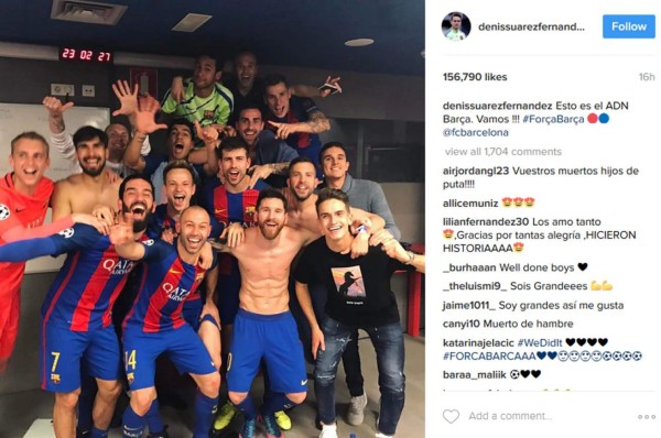 Jugadores del Barcelona celebran a lo grande en redes sociales su 'noche mágica'