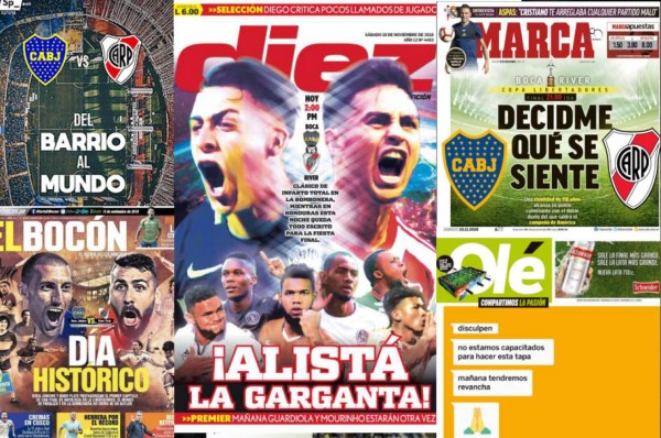 PORTADAS: El clásico Boca-River se robó los titulares del mundo