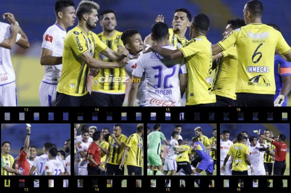 Lluvia de golpes y manotazos en el Olimpico entre jugadores de Real España y Olimpia