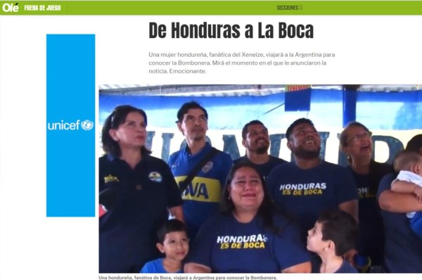 Diario OLÉ destaca historia de hondureña que conocerá la Bombonera