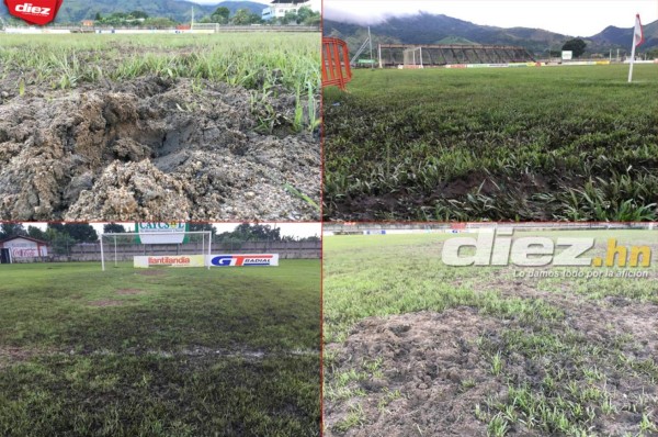 ¡POTRERO! Así de destrozada está la cancha del estadio de Tocoa