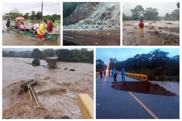 ¡Puentes derrumbados, desbordes y deslizamientos! Huracán Eta sigue causando daños en Honduras