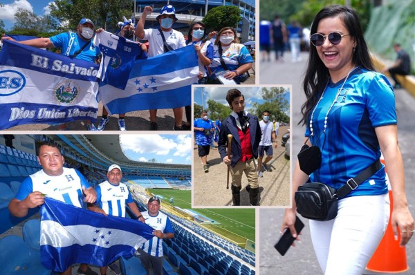 ¡Ambientazo! Hondureños se hacen sentir en el Cuscatlán y hasta Francisco Morazán llegó con su traje de general