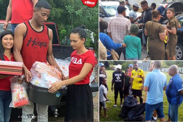 Jugadores y equipos de fútbol que entregaron ayudas en fiestas navideñas