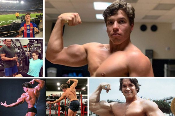Tras los pasos de su padre: El tremendo físico del hijo de Schwarzenegger, hincha del Barcelona&nbsp;&nbsp;