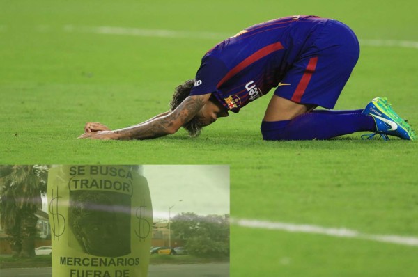 ¡Los carteles que aparecieron en Barcelona en contra de Neymar!