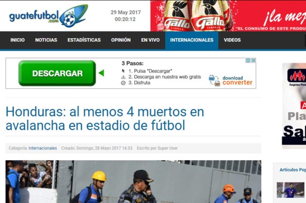 ¡TRISTEZA! La prensa mundial hace eco de la tragedia en la final de Honduras
