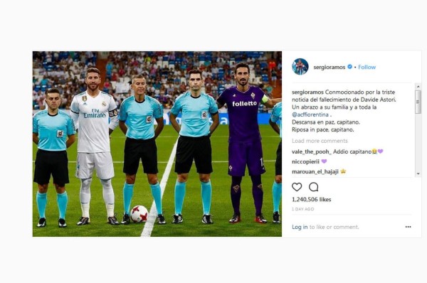 Los mensajes de condolencias a Davide Astori que comandan Totti, Buffon y Pirlo