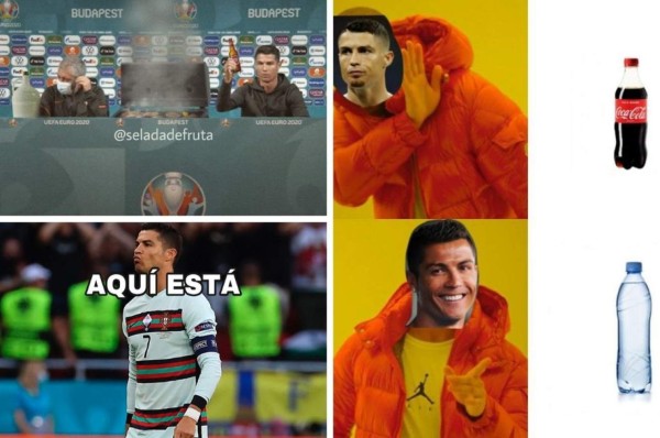 Los memes del rechazo de Cristiano Ronaldo a famosa gaseosa y por su doblete con Portugal