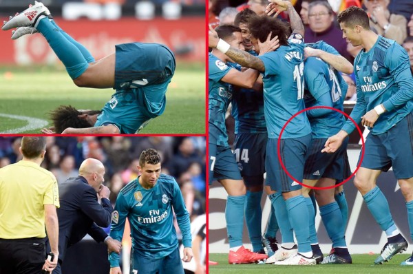¡NO SE VIO EN TV! Dedazo de CR7, la broma de Zidane y la caída de Marcelo