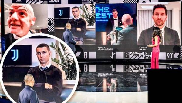 Cristiano Ronaldo, en el momento del anuncio del ganador de premio The Best 2020 que quedó en manos de Lewandowski.
