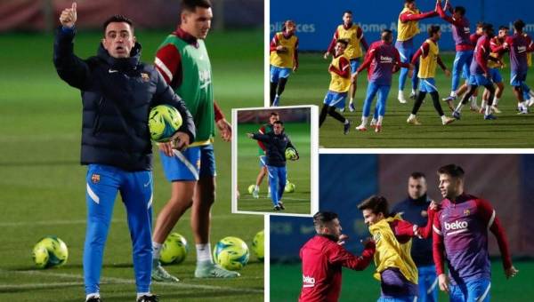 Xavi Hernández recuperó la alegría del plantel del Barcelona, inventó un nuevo ejercicio, los jugadores se gozaron y vean el directivo que llegó a saludar a Dani Alves.